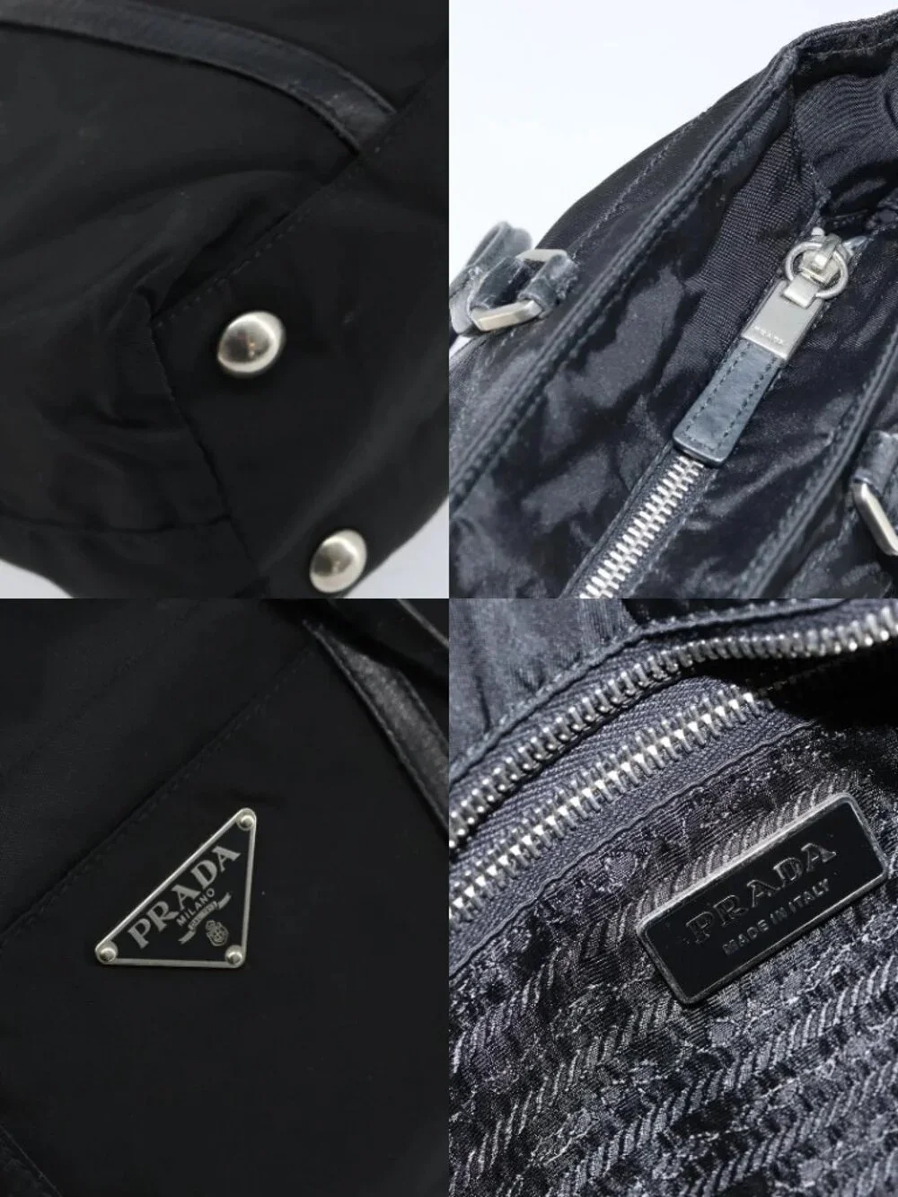 PRADA Tote Bag Nylon Black Silver Auth BA10973 - Picture 15 of 15